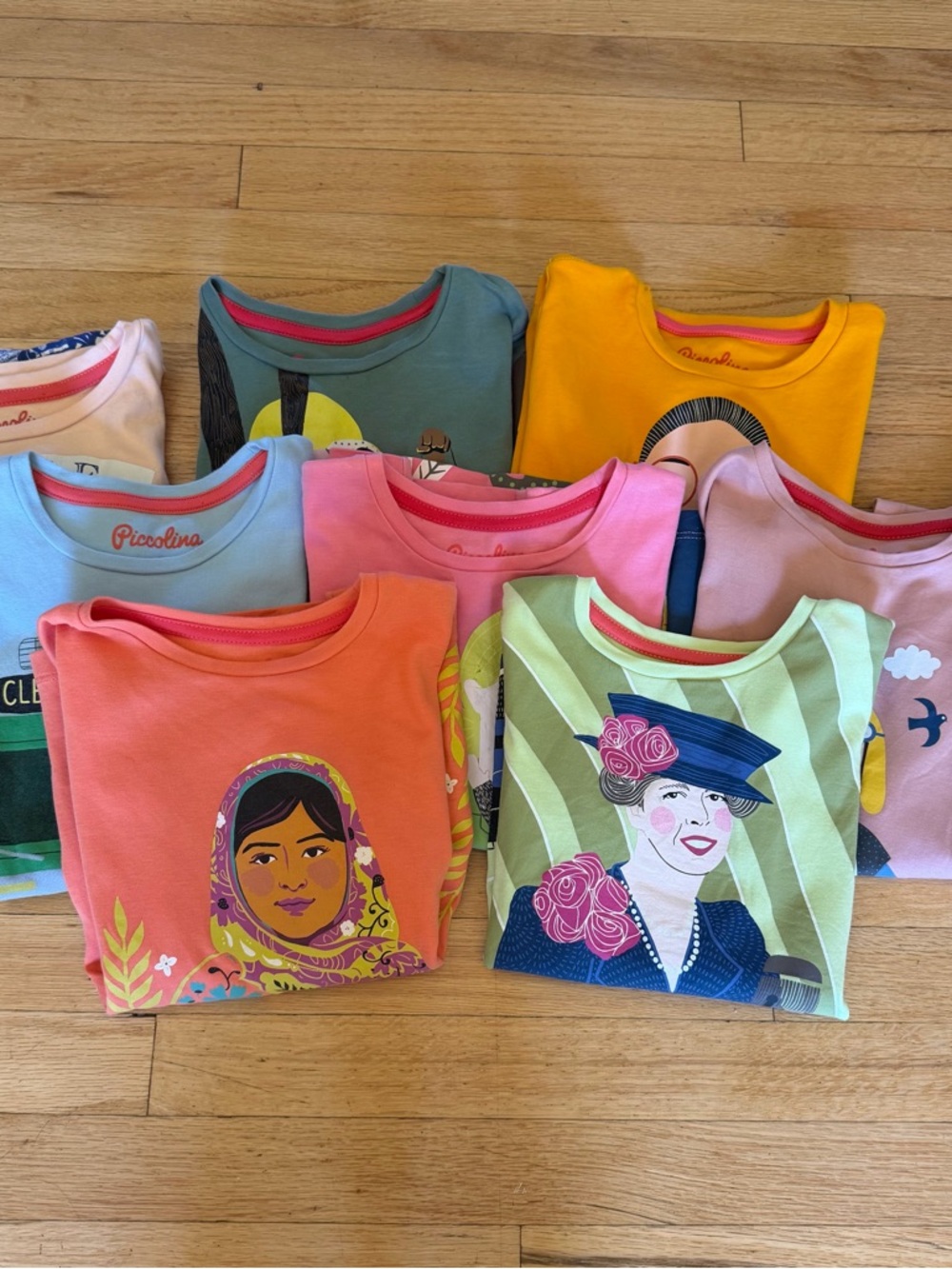 Piccolina Kids' Short Sleeve Tee - Coral Illustration